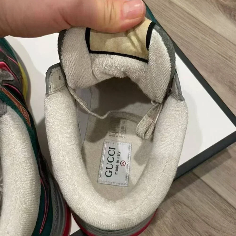 NIB Authentic Gucci Multicolor Mesh and Suede Ultrapace Mid Top Sneakers
